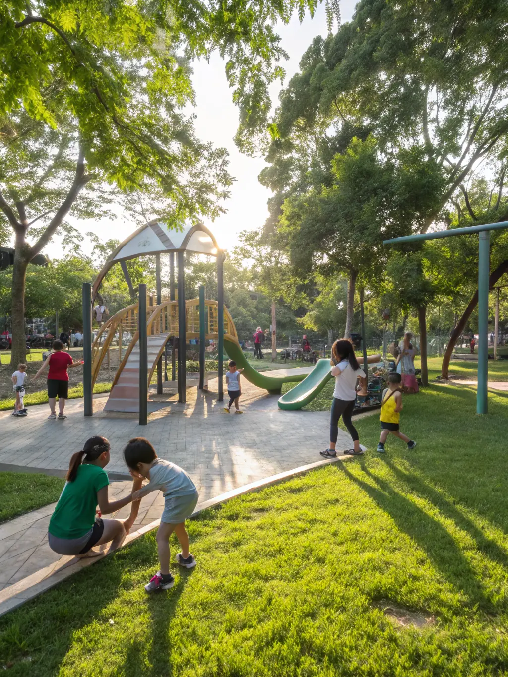 A vibrant photo of children and adults enjoying a recreational activity outdoors, highlighting the fun and enriching experiences provided by the association.
