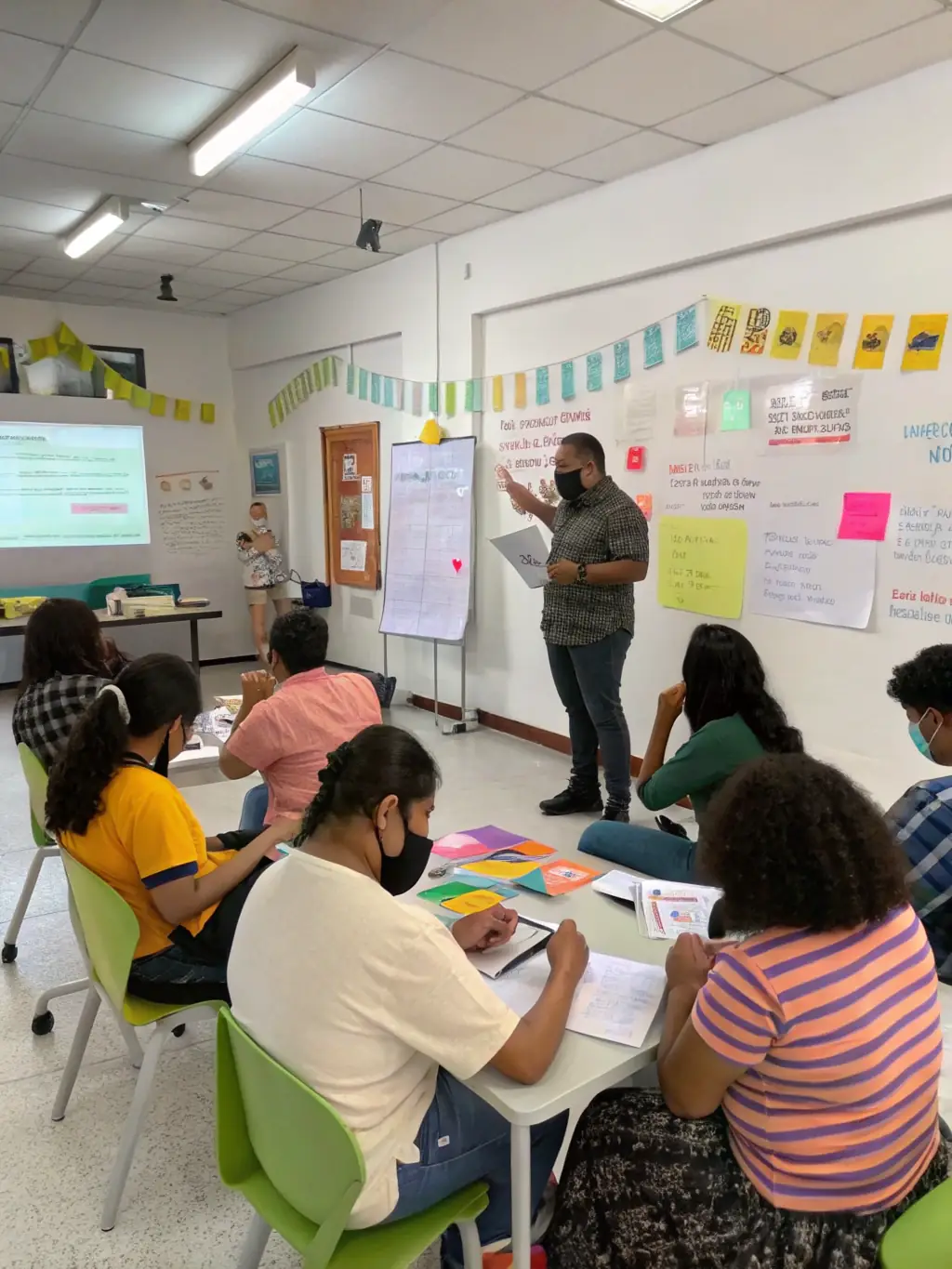 An image of participants in an educational workshop, demonstrating skill development and learning opportunities for vulnerable groups.
